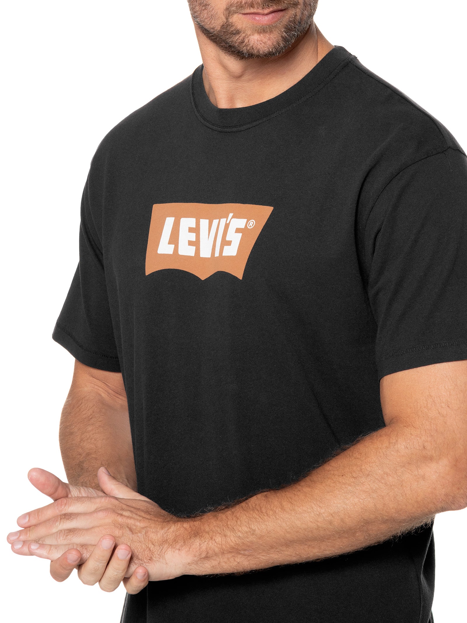 Camiseta Masculina Relaxed Fit Vintage Batwing Logo  Preto Levi's
