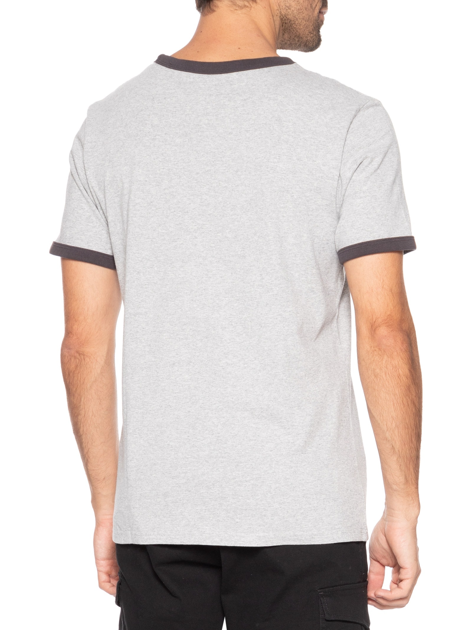 Camiseta Masculina Retro Embroidered Ringer Neck Cinza Levi's