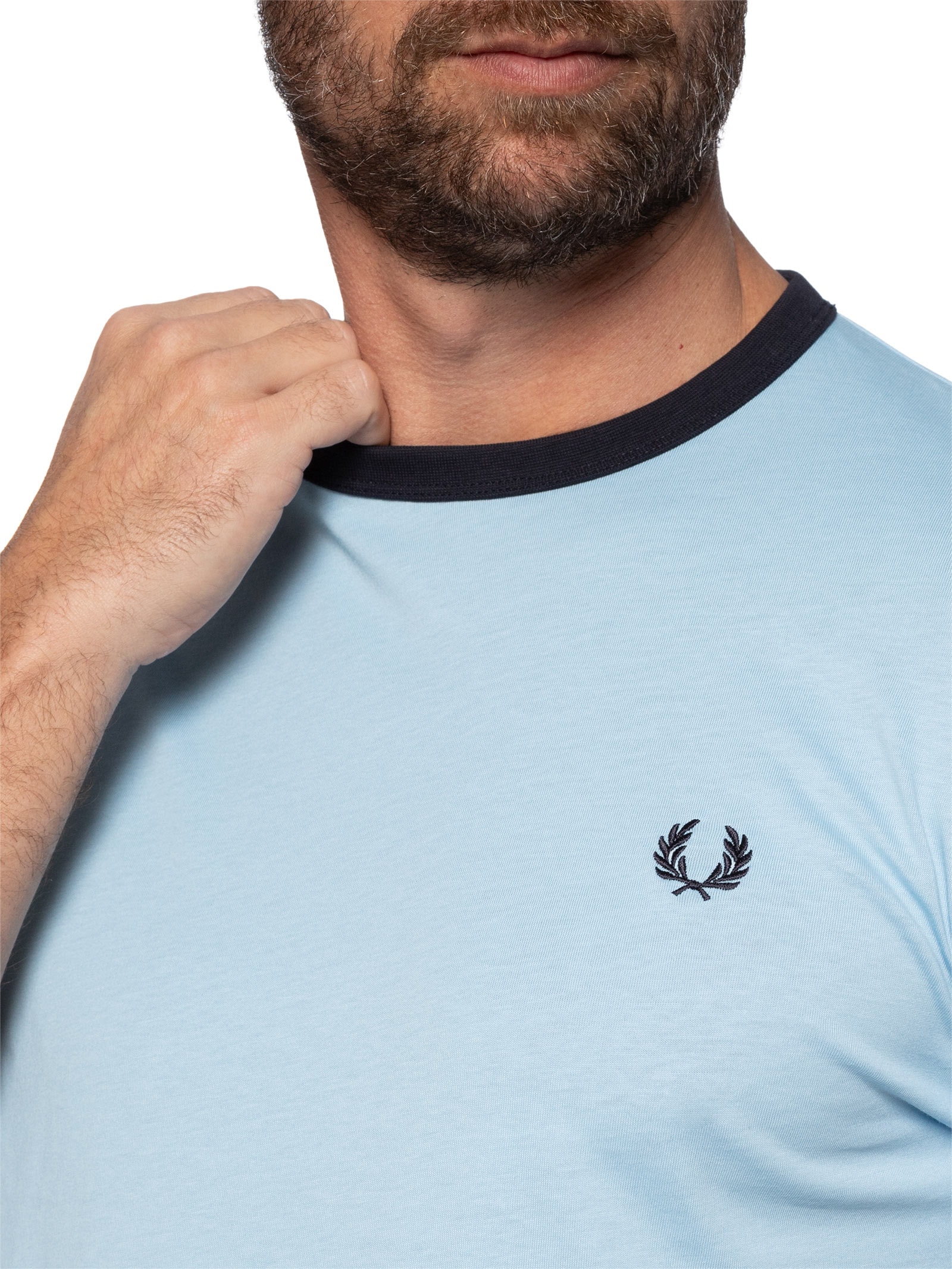 Camiseta Masculina Ringer Regular Fit Azul Fred Perry