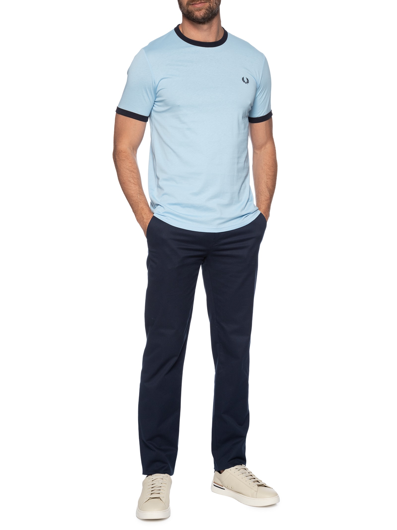 Camiseta Masculina Ringer Regular Fit Azul Fred Perry