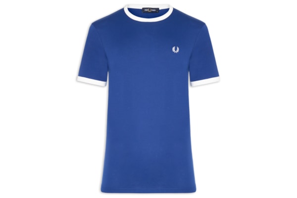 Camiseta Masculina Ringer Regular Fit Em Algodão - Azul