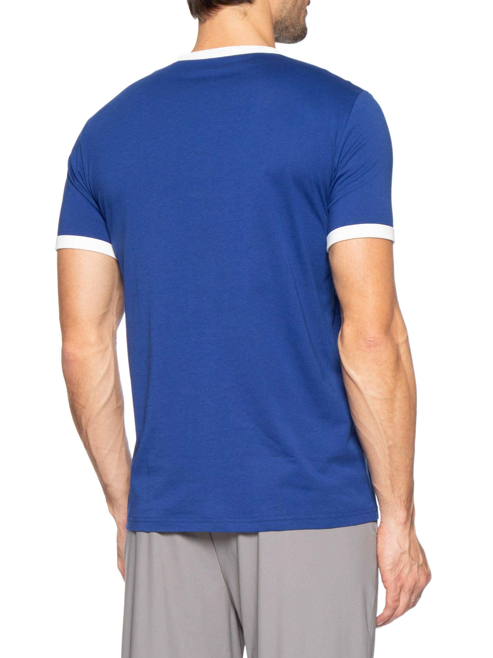 Camiseta Masculina Ringer Regular Fit Em Algodão Azul Fred Perry