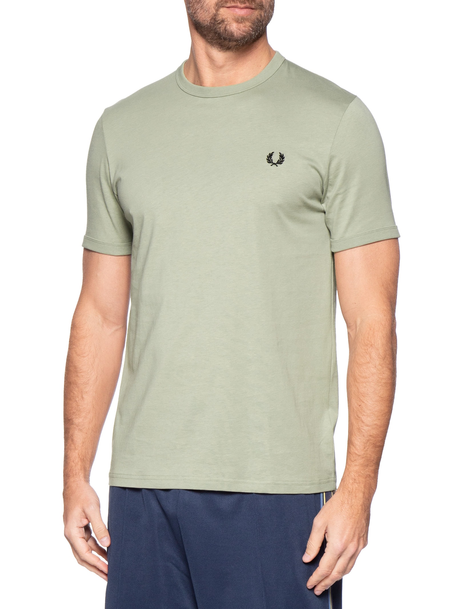 Camiseta Masculina Ringer Regular fit em Algodão Verde Fred Perry
