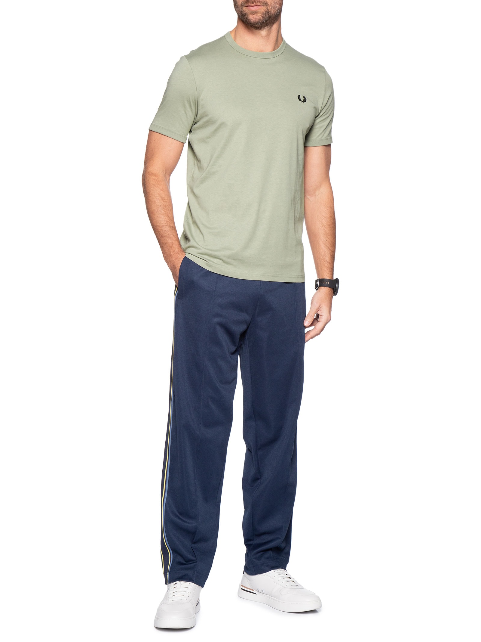 Camiseta Masculina Ringer Regular fit em Algodão – Verde Fred Perry