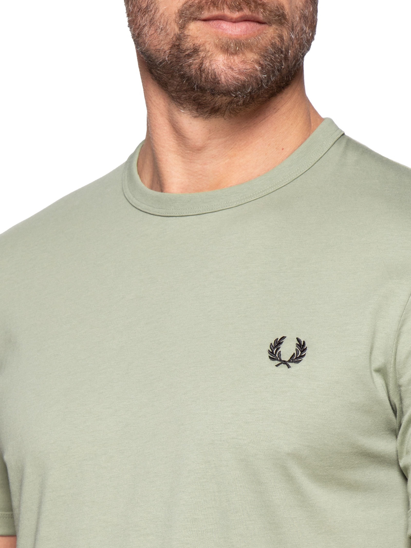 Camiseta Masculina Ringer Regular fit em Algodão – Verde Fred Perry