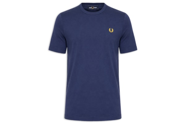 Camiseta Masculina Ringer Regular Fit Punhos E Gola Canelados - Azul