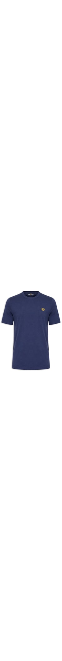 Camiseta Masculina Ringer Regular Fit Punhos E Gola Canelados - Azul