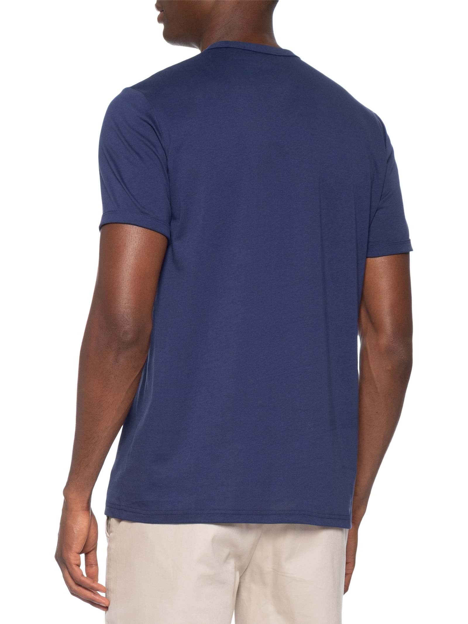 Camiseta Masculina Ringer Regular Fit Punhos E Gola Canelados Azul Fred Perry