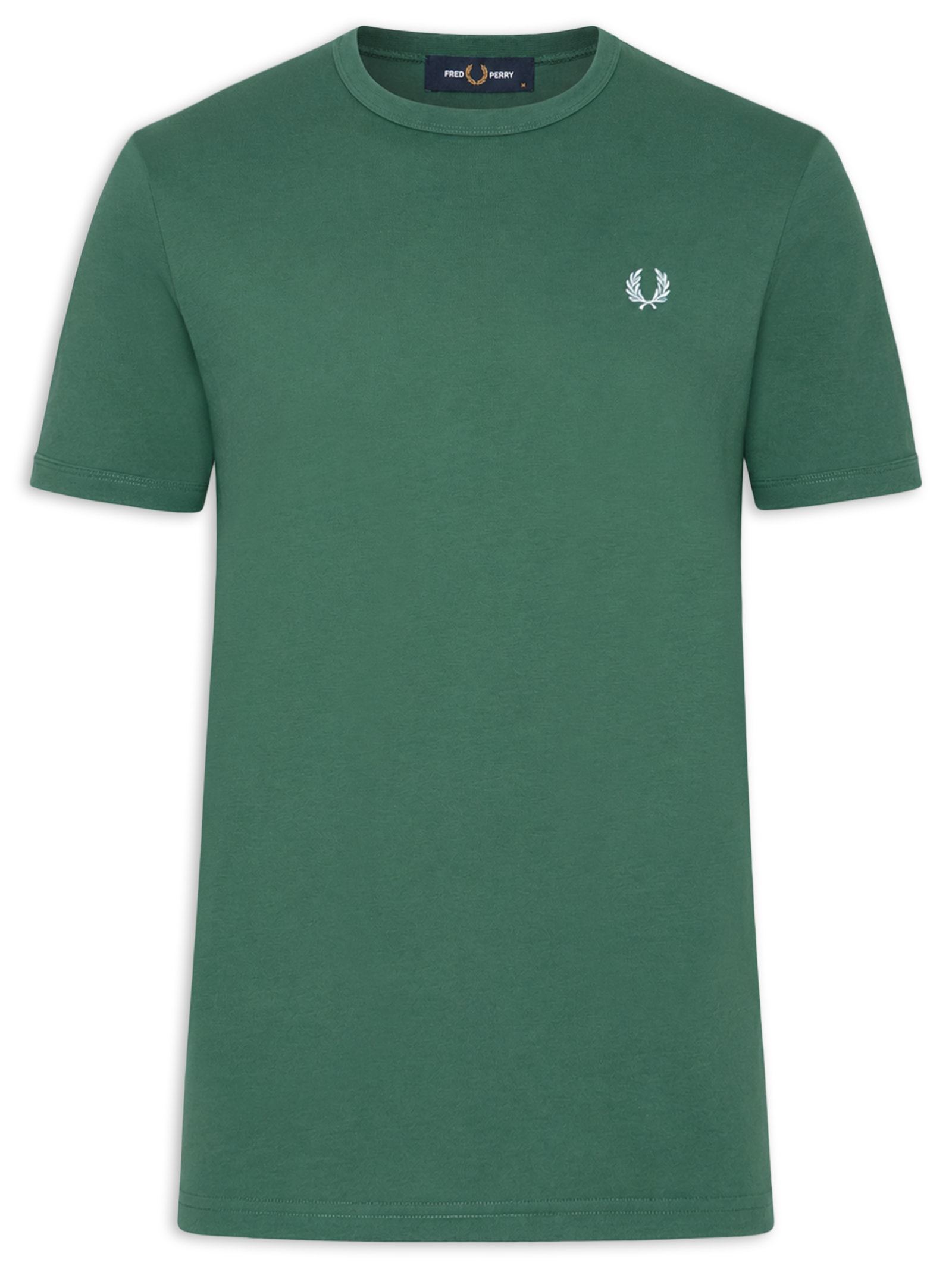 Camiseta Masculina Ringer Regular Fit Punhos E Gola Canelados Verde Fred Perry