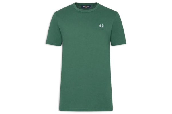 Camiseta Masculina Ringer Regular Fit Punhos E Gola Canelados - Verde