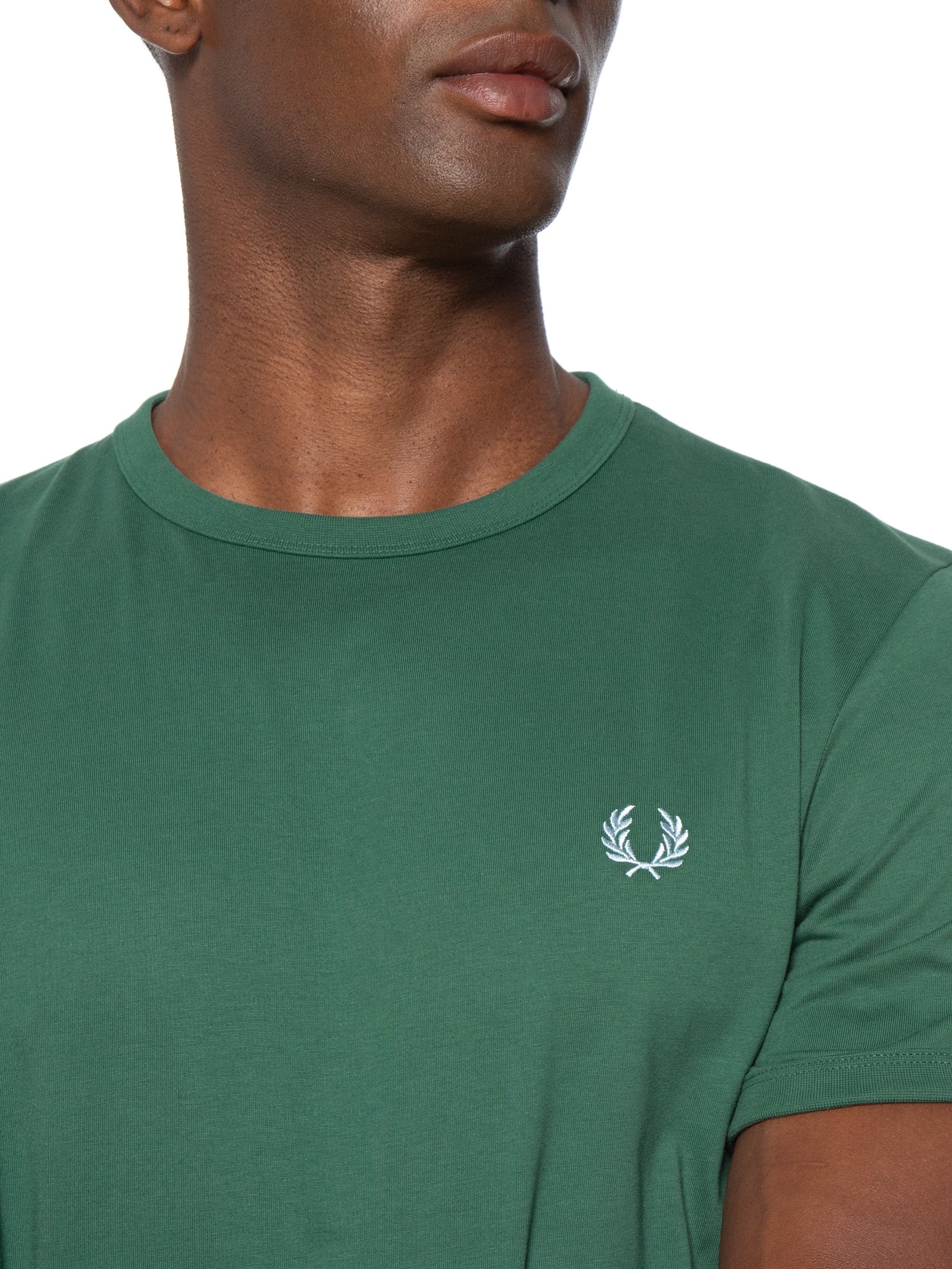 Camiseta Masculina Ringer Regular Fit Punhos E Gola Canelados Verde Fred Perry
