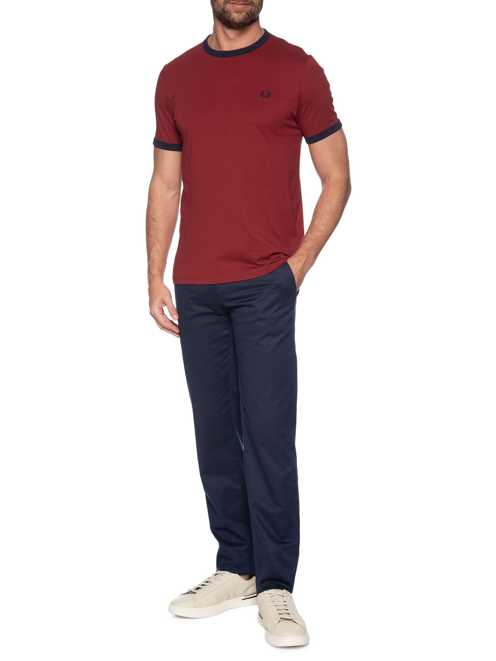Camiseta Masculina Ringer Regular Fit Vermelho Fred Perry