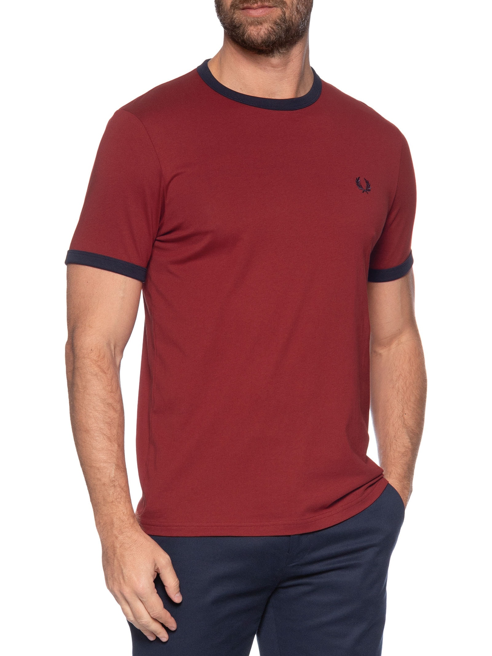 Camiseta Masculina Ringer Regular Fit Vermelho Fred Perry
