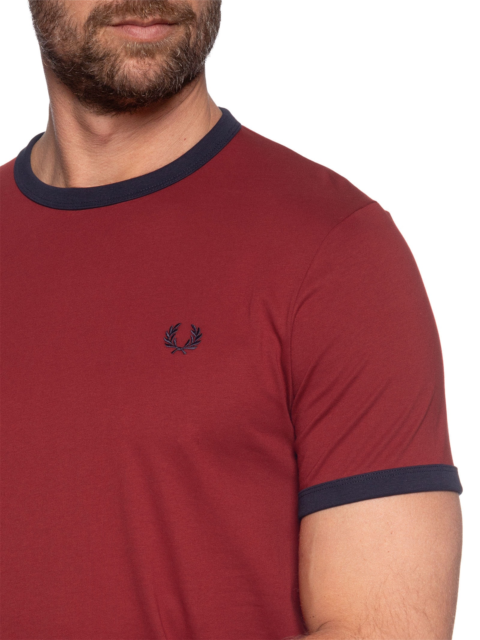 Camiseta Masculina Ringer Regular Fit Vermelho Fred Perry