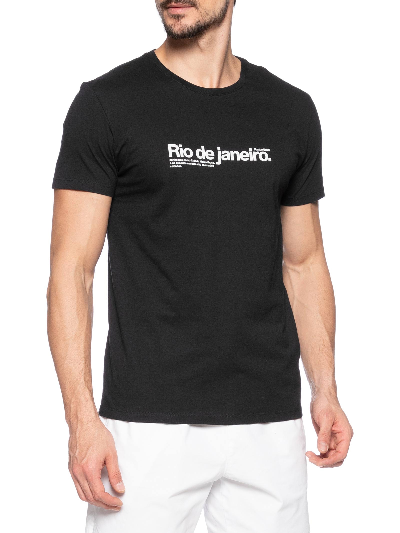 Camiseta Masculina Rio de Janeiro Preto Foxton