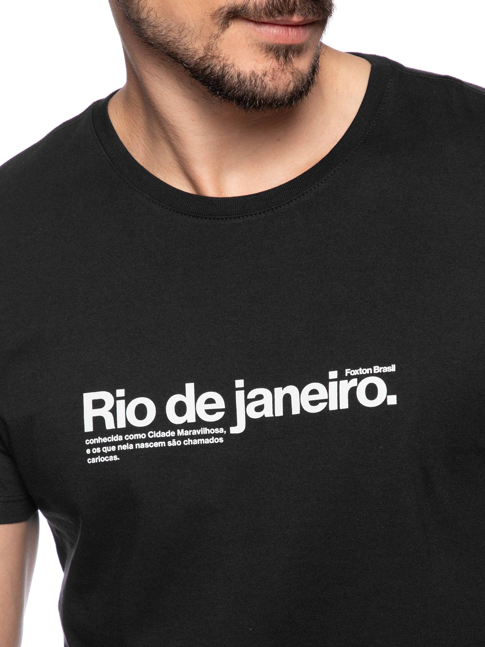 Camiseta Masculina Rio de Janeiro Preto Foxton