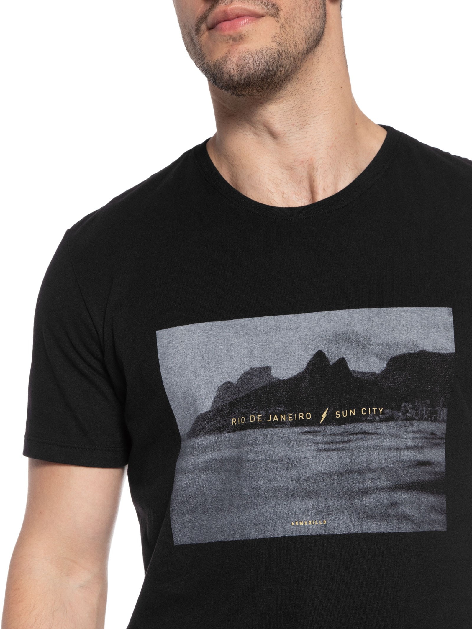 Camiseta Masculina Rio Photografic Preto Armadillo