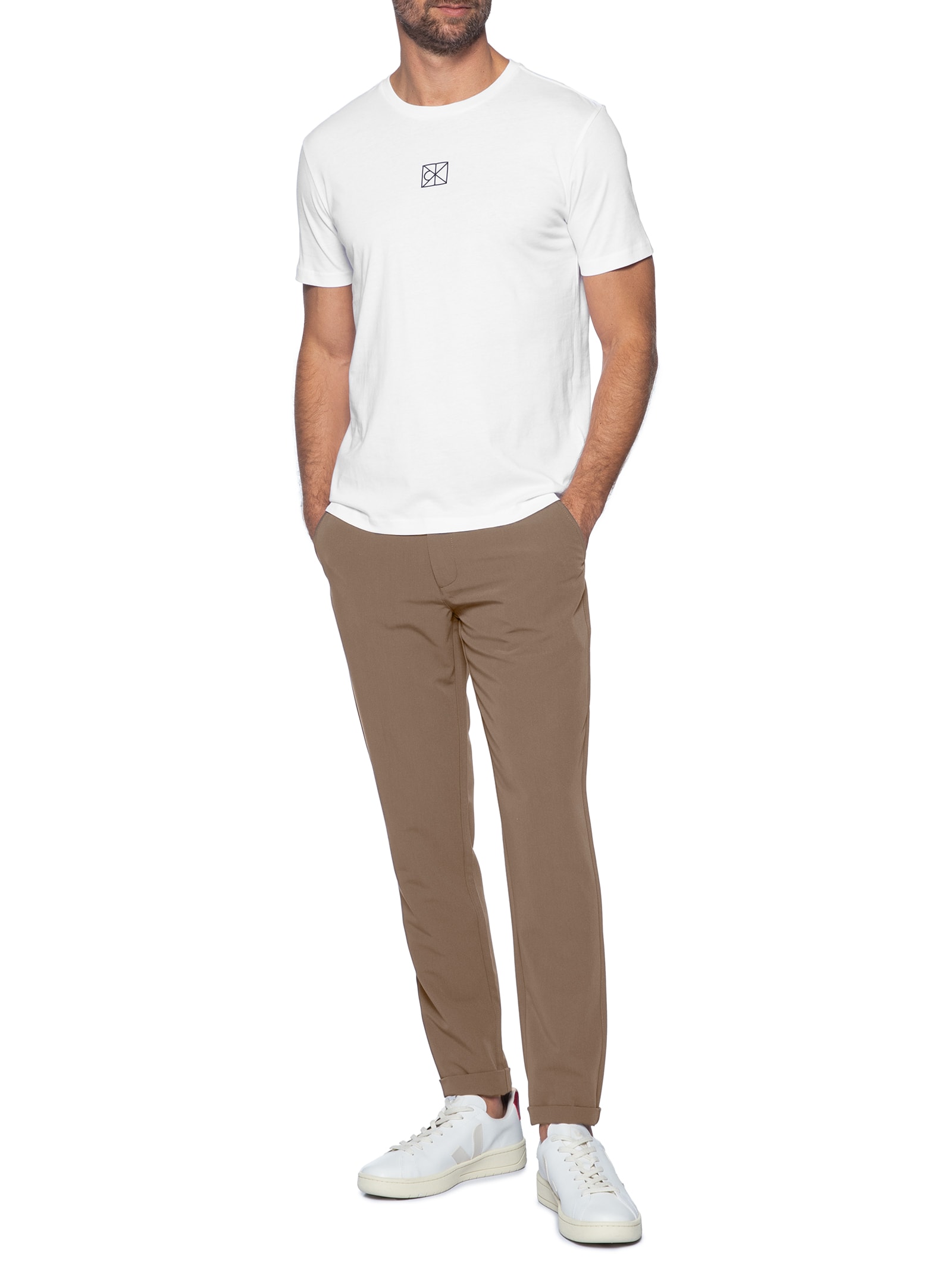 Camiseta Masculina Rubber Patch AOP Branco Calvin Klein