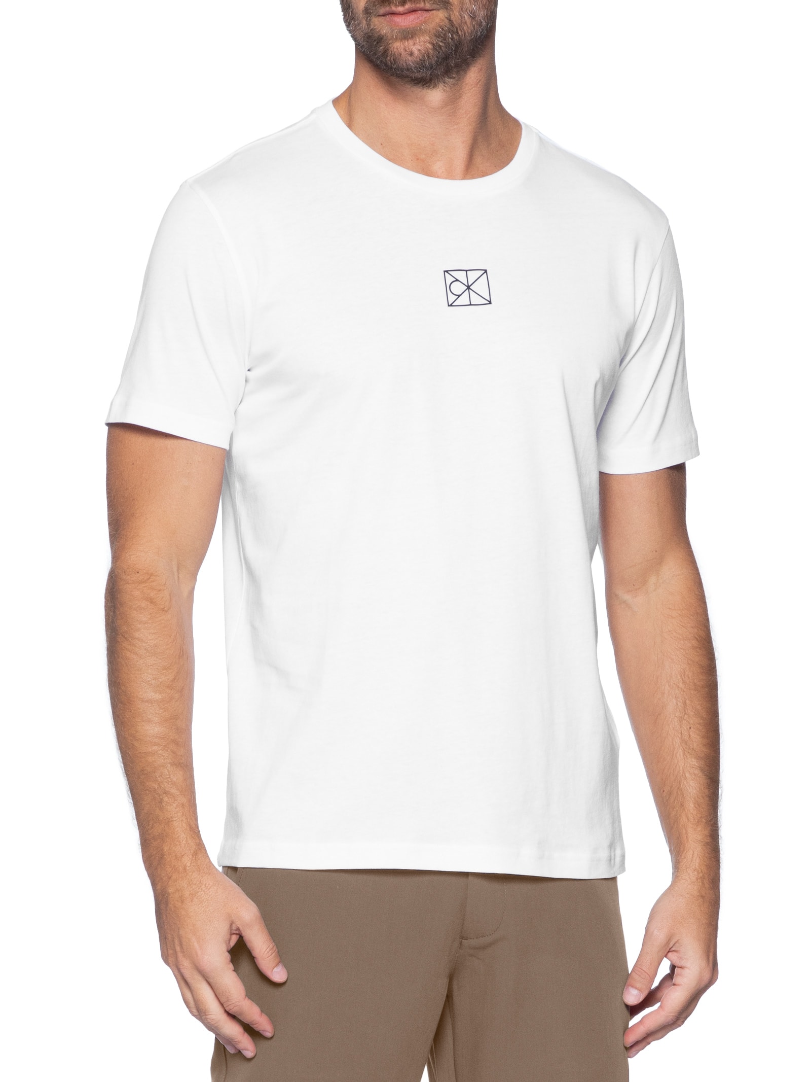 Camiseta Masculina Rubber Patch AOP Branco Calvin Klein