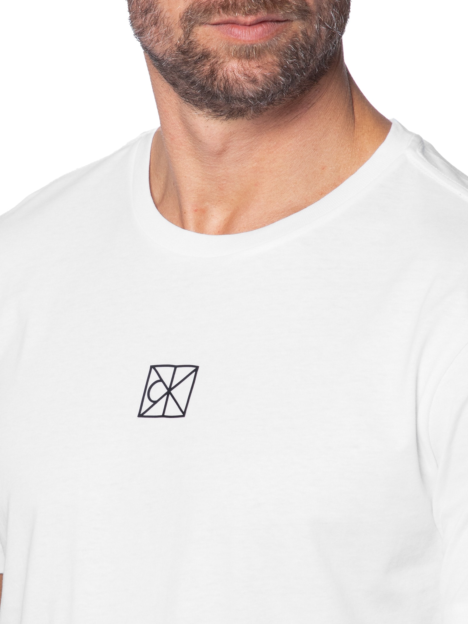 Camiseta Masculina Rubber Patch AOP Branco Calvin Klein