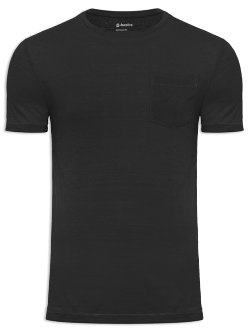 Camiseta Masculina Rustic Pocket E-Basics - Preto