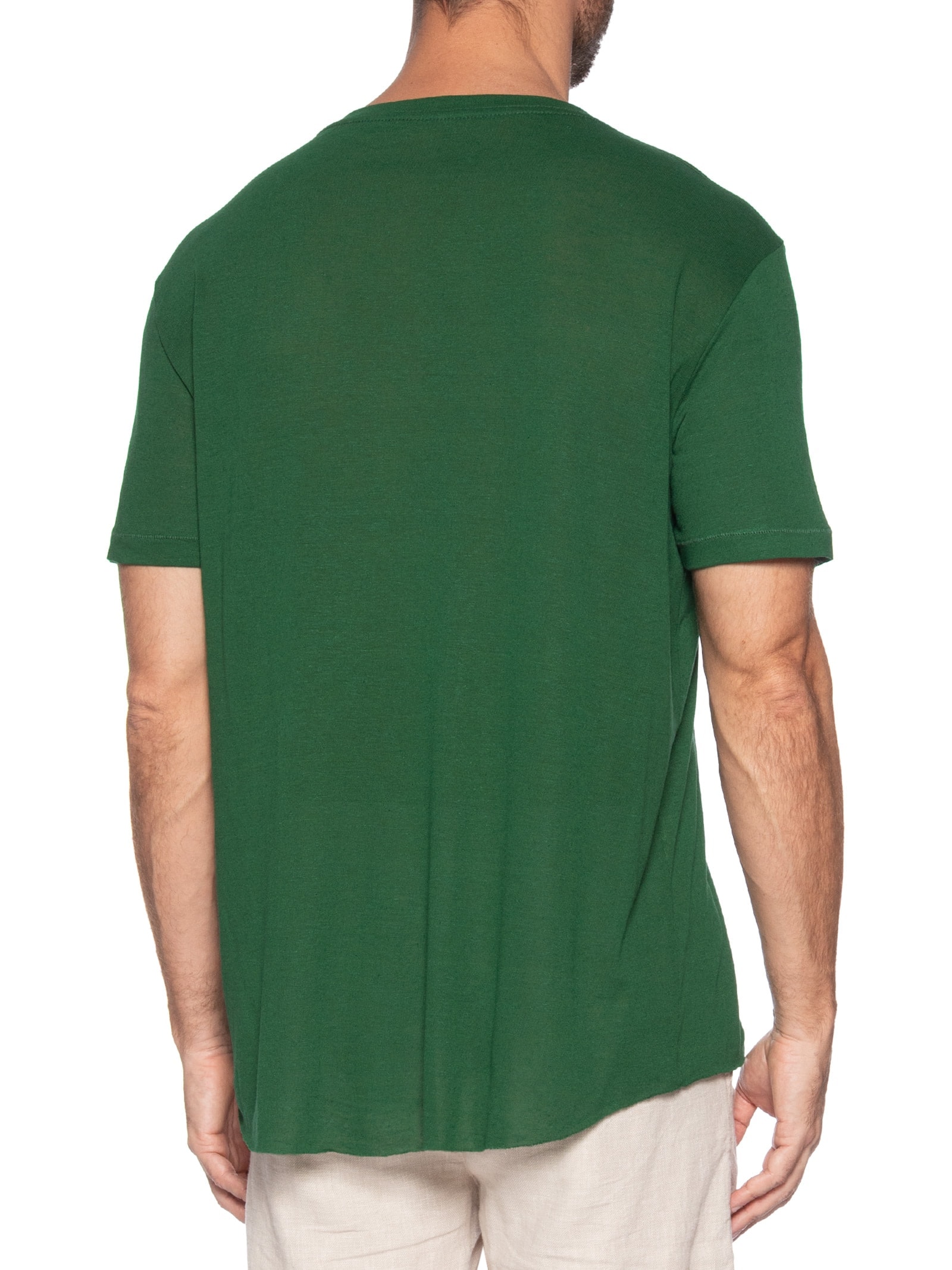Camiseta Masculina Samba Coroa Light Linen Verde Osklen