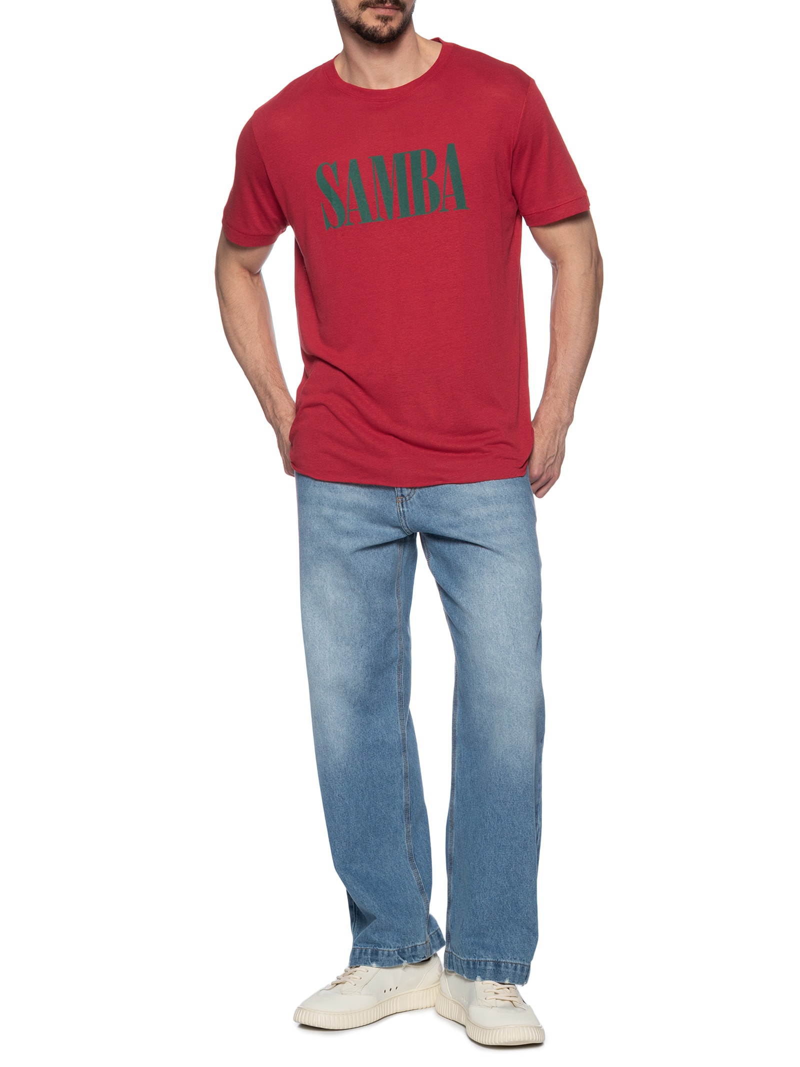 Camiseta Masculina Samba Light Linen Mc Vermelho Osklen