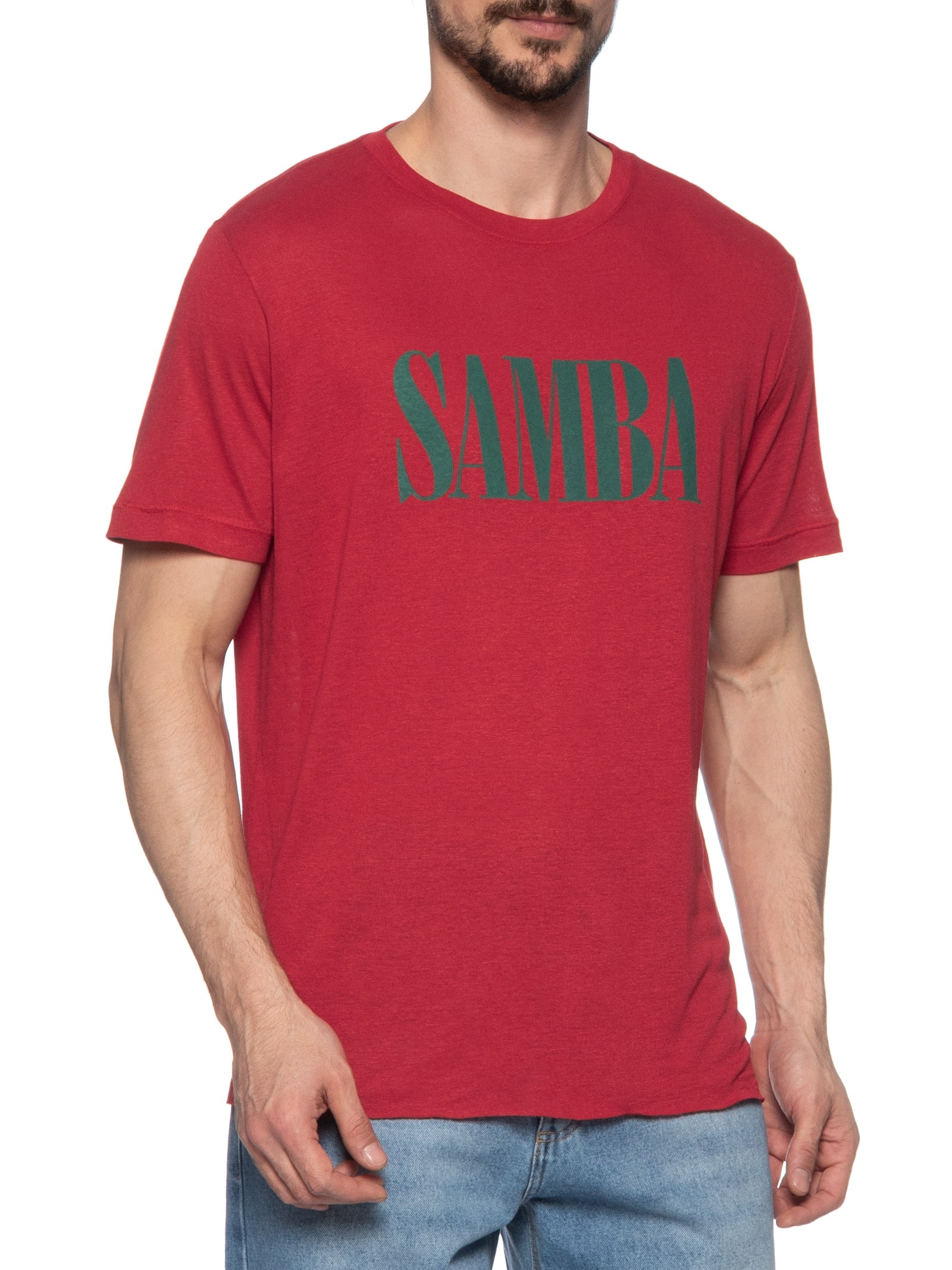 Camiseta Masculina Samba Light Linen Mc Vermelho Osklen