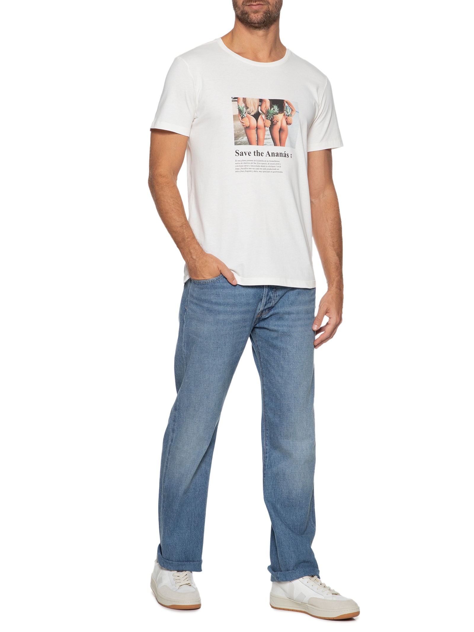 Camiseta Masculina Save The Ananás Off White Sergio K