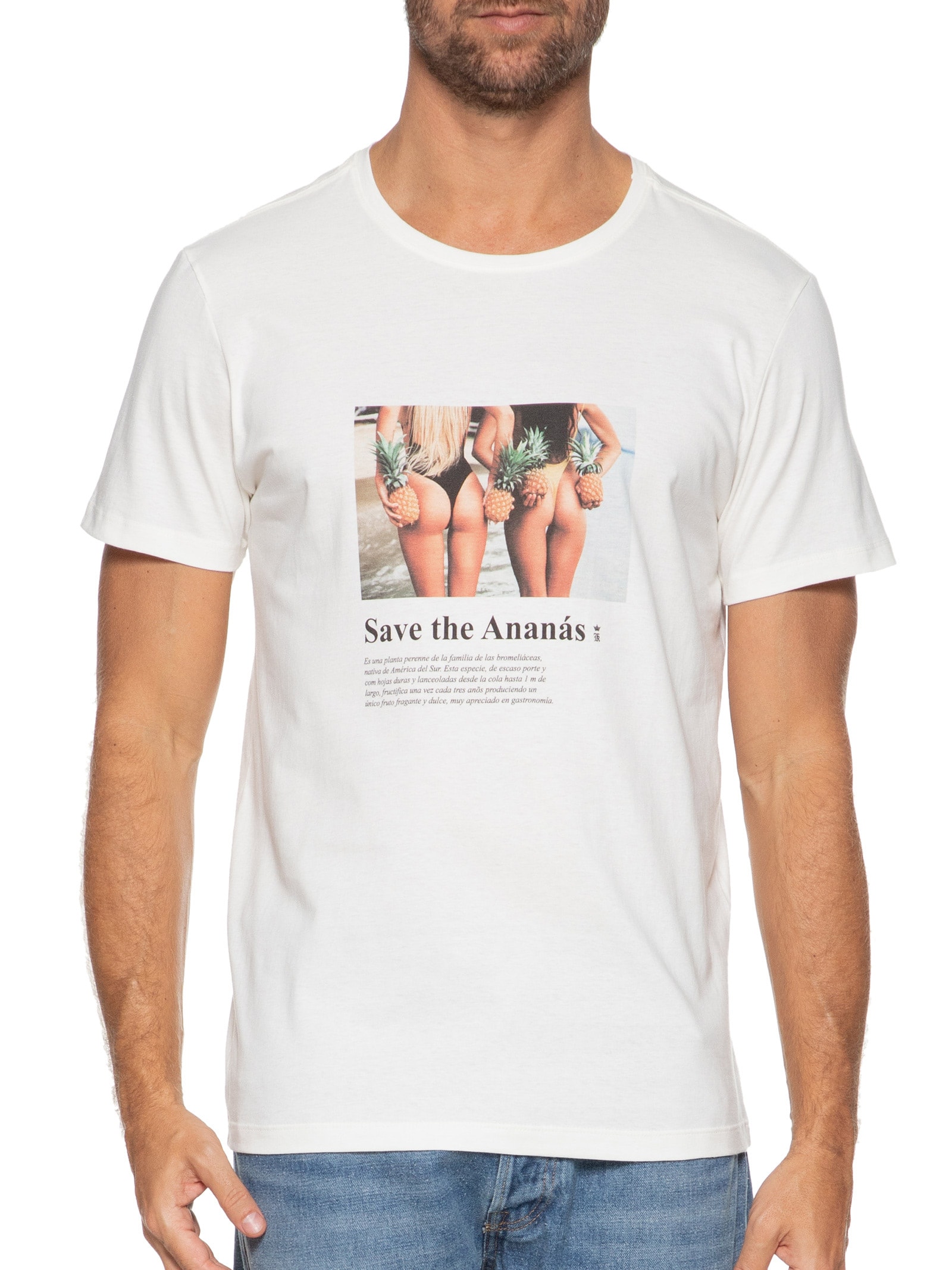 Camiseta Masculina Save The Ananás Off White Sergio K