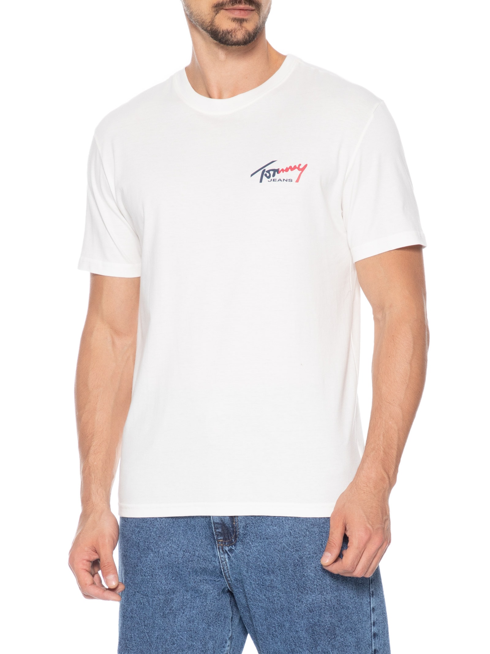 Camiseta Masculina Sign Chest Branco Tommy Jeans