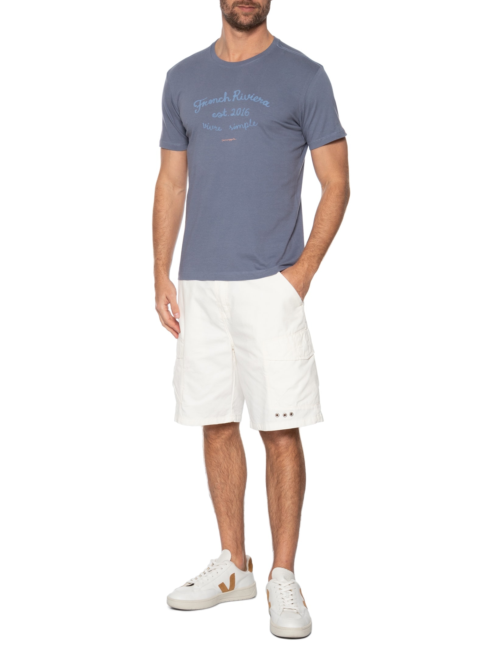 Camiseta Masculina Silk Riviera Azul Pineapple