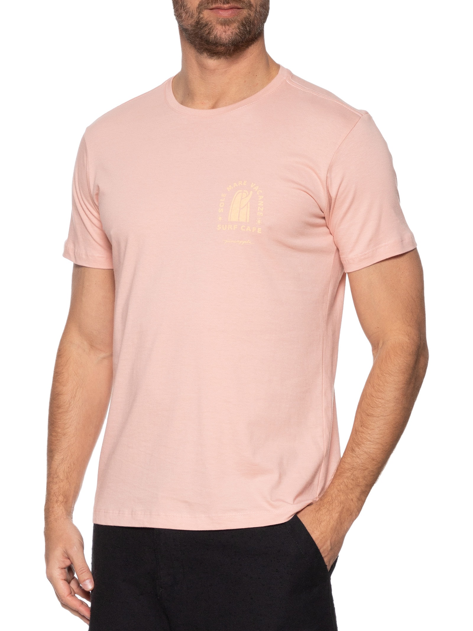  Camiseta Masculina Silk Surf Minimal Rosa Pineapple