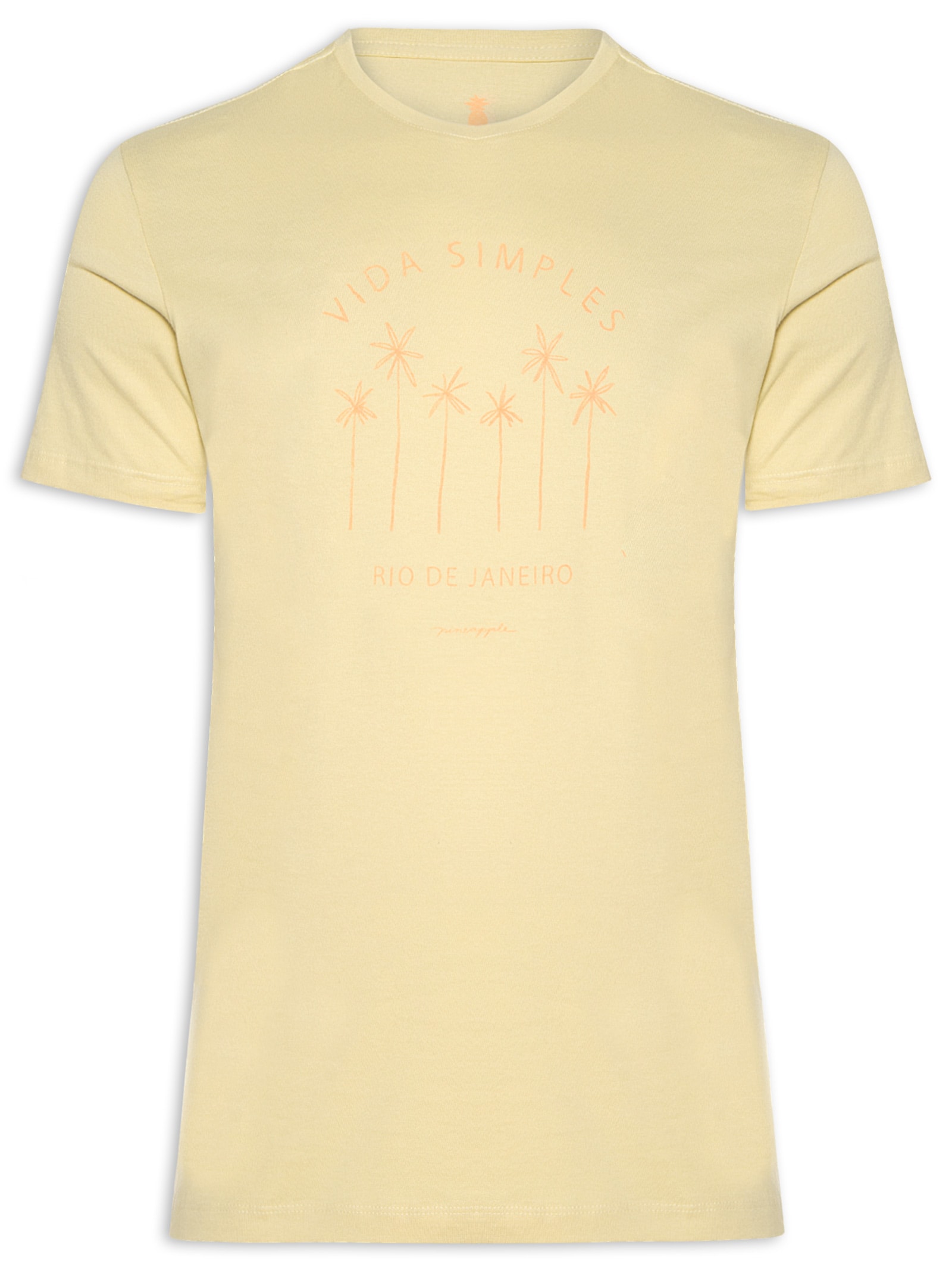 Camiseta Masculina Silk Vida Simples Amarelo Pineapple