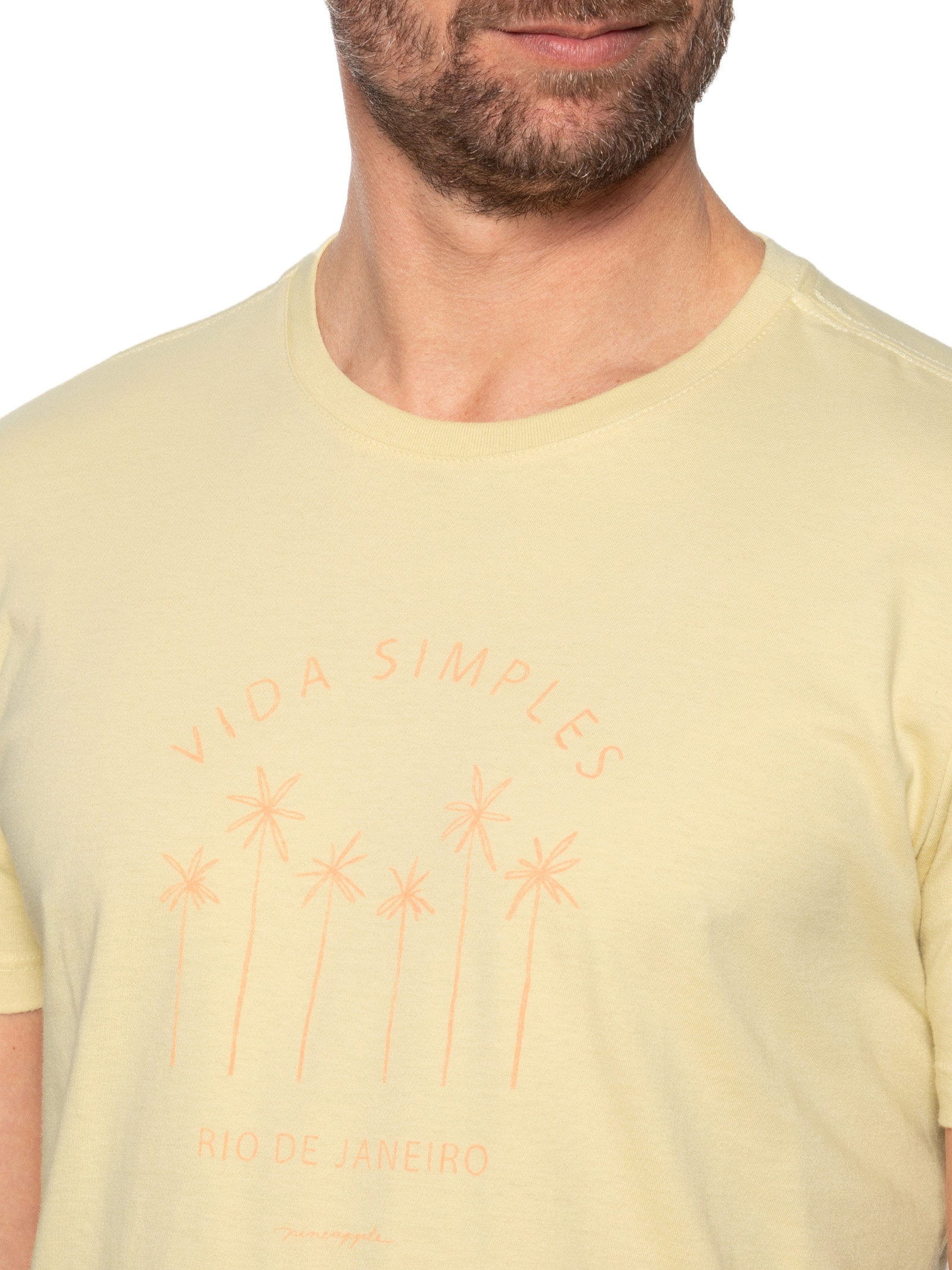 Camiseta Masculina Silk Vida Simples Amarelo Pineapple