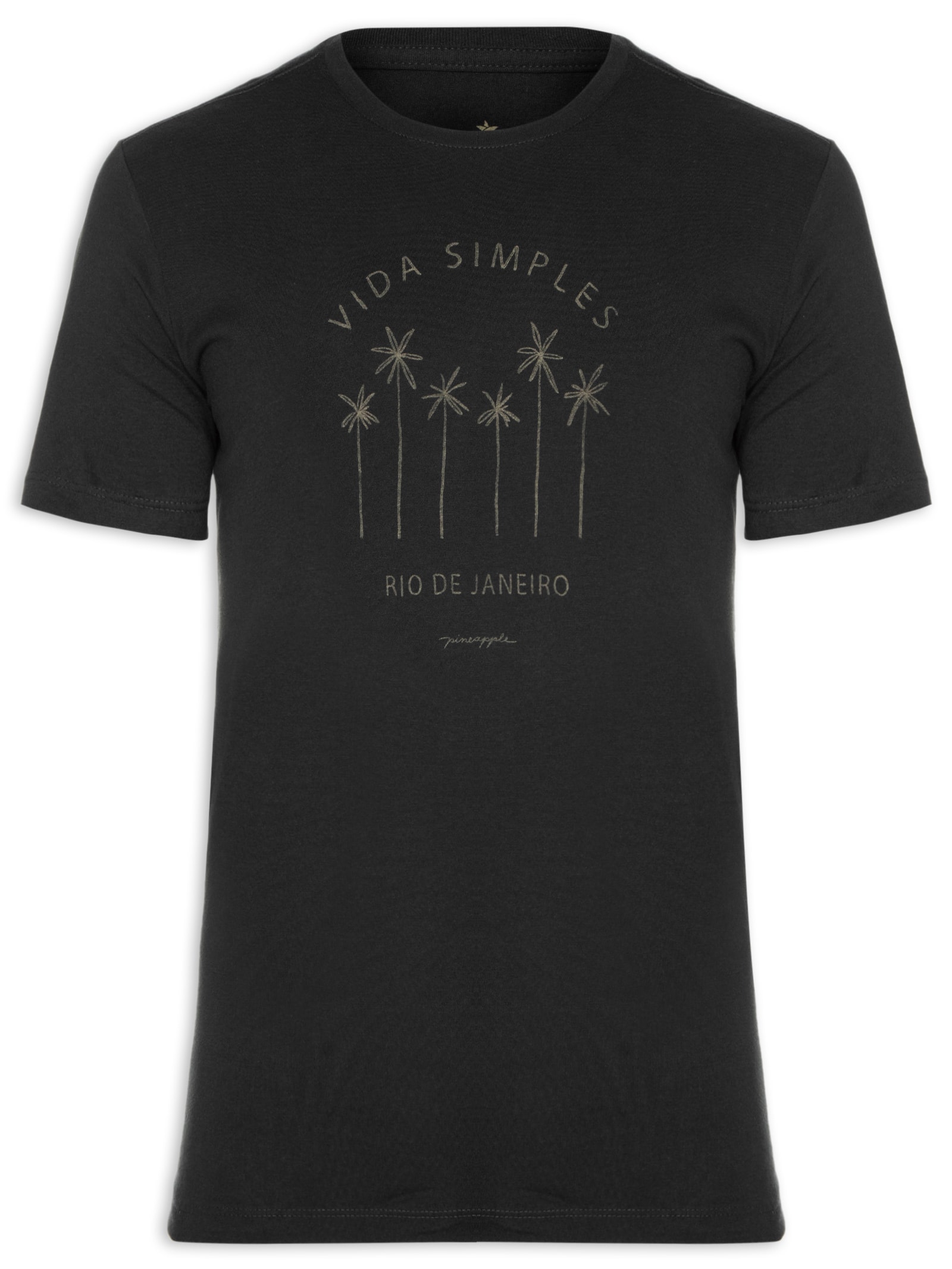  Camiseta Masculina Silk Vida Simples Preto Pineapple