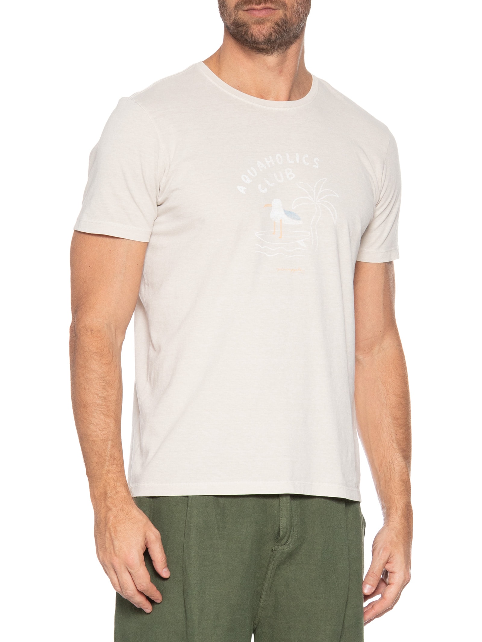 Camiseta Masculina Silkada Aquaholics Off White Pineapple