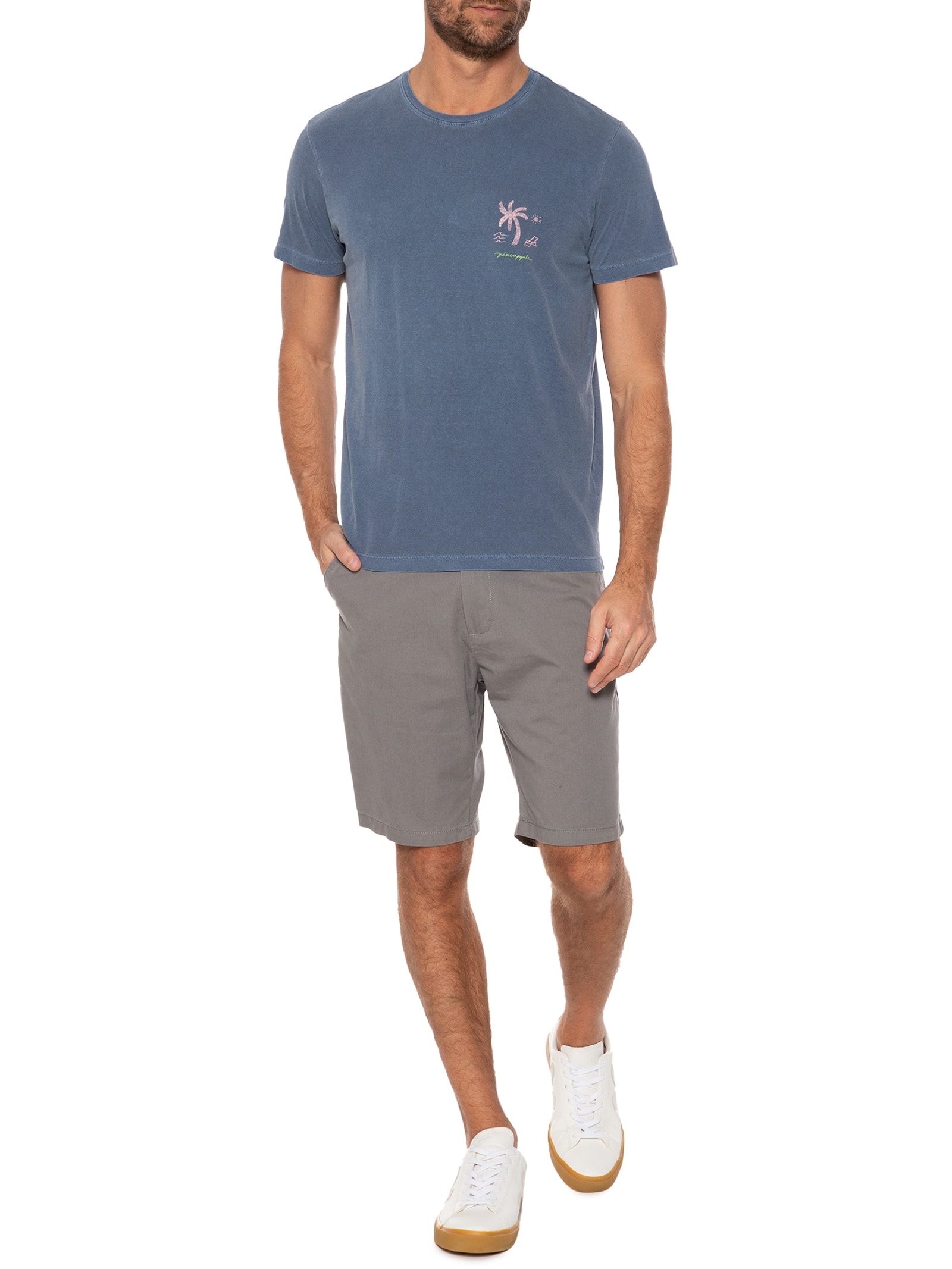 Camiseta Masculina Silkada Beach Memories Azul Pineapple