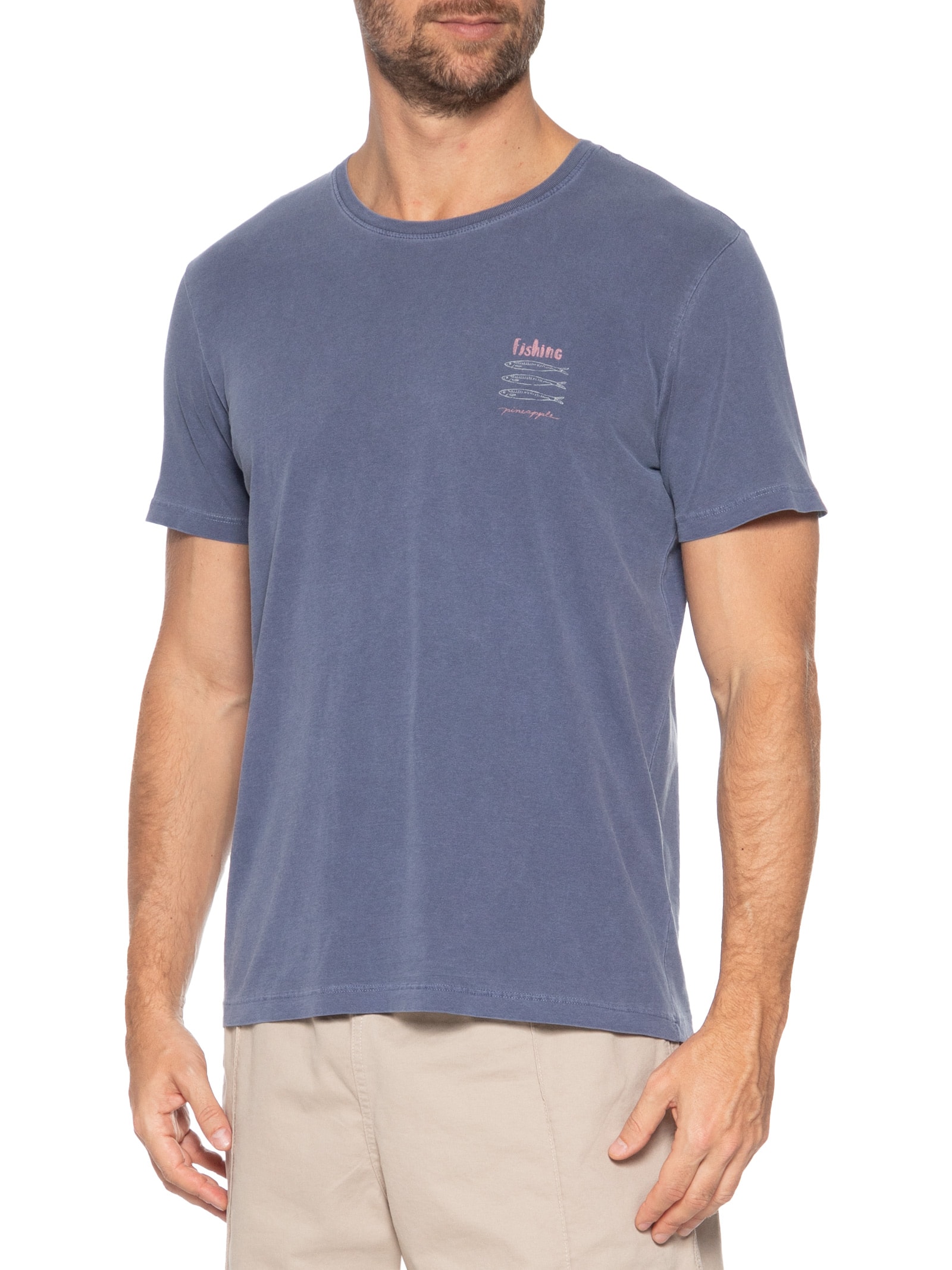 Camiseta Masculina Silkada Fishing Azul Pineapple
