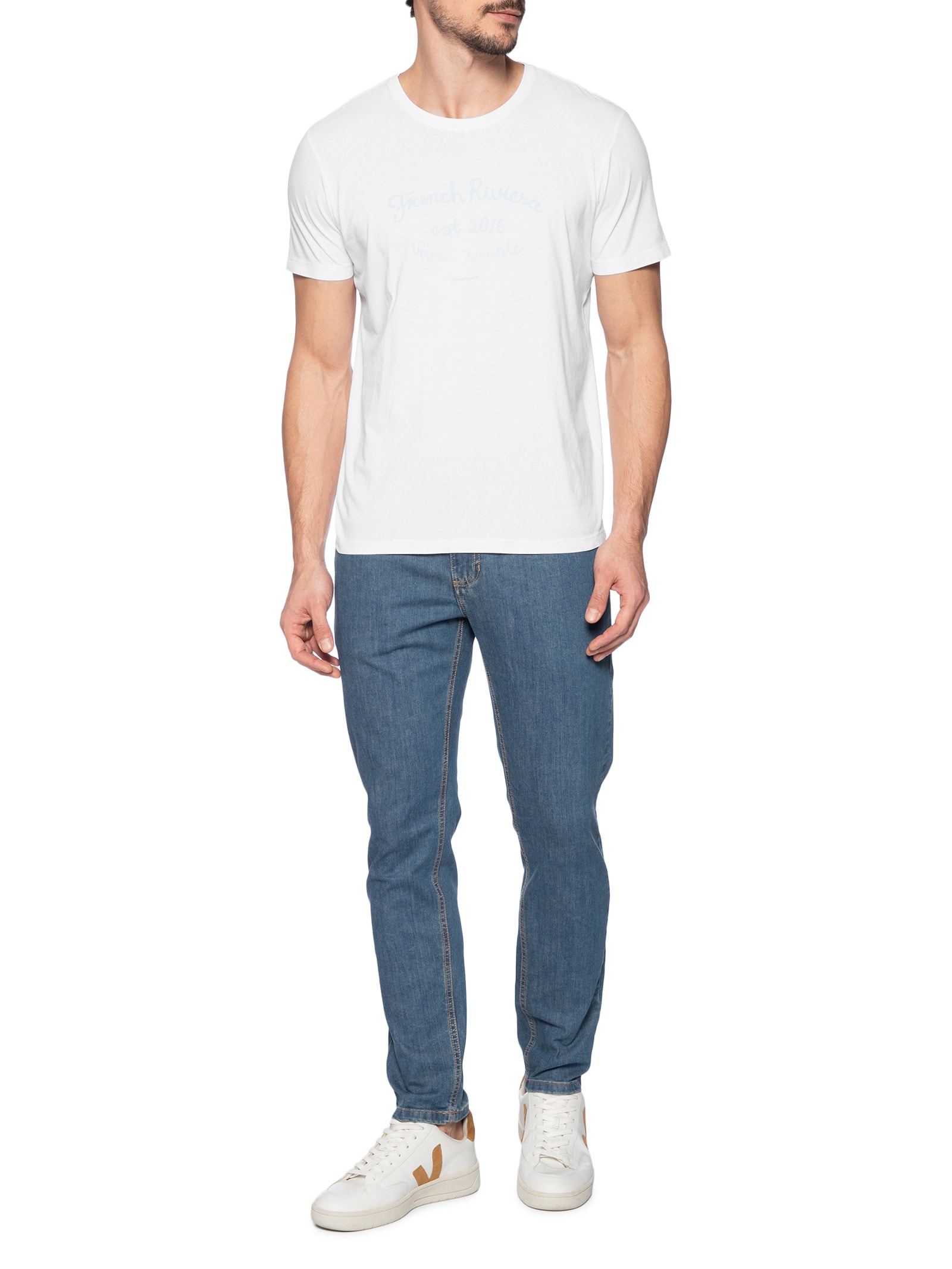 Camiseta Masculina Silkada French Tiver Branco Pineapple