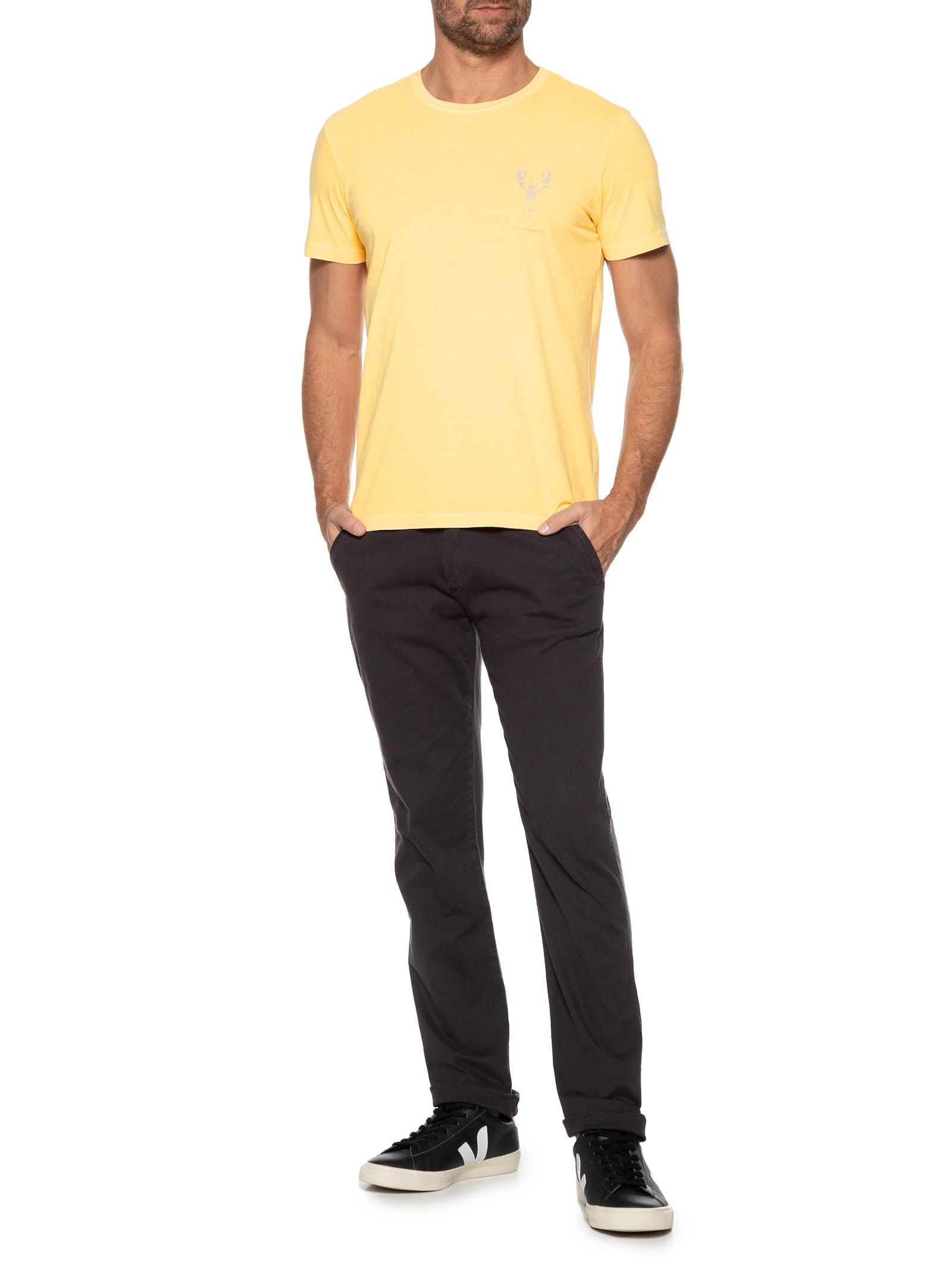 Camiseta Masculina Silkada Lagosta Amarelo Pineapple
