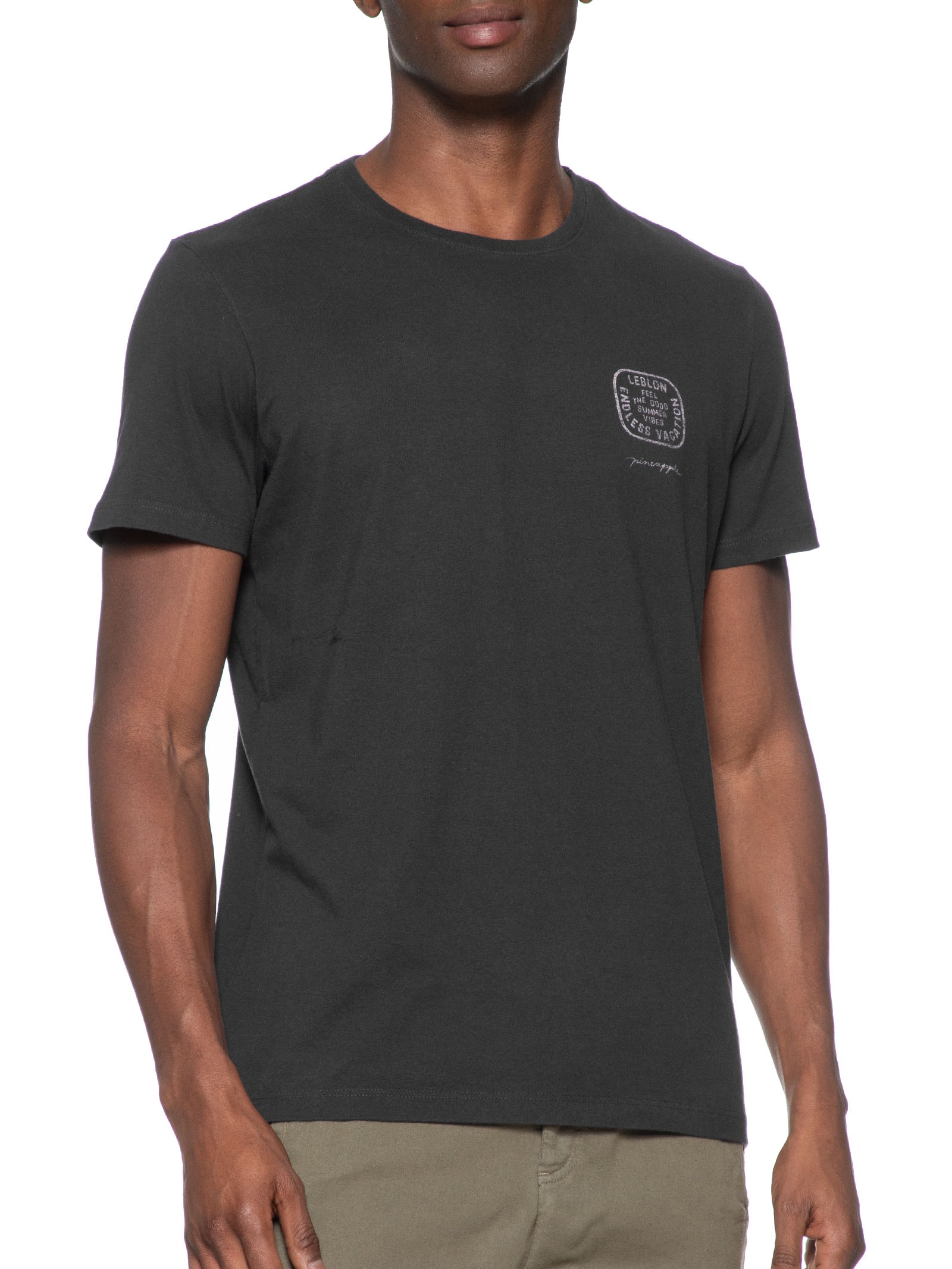 Camiseta Masculina Silkada Minimal Leblon Preto Pineapple