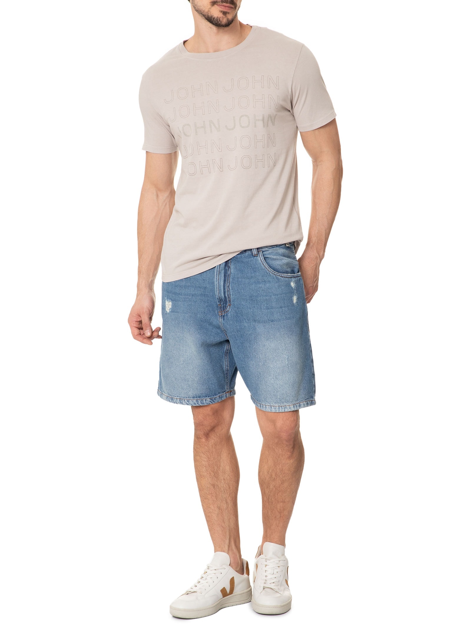 Camiseta Masculina Slim Bege John John