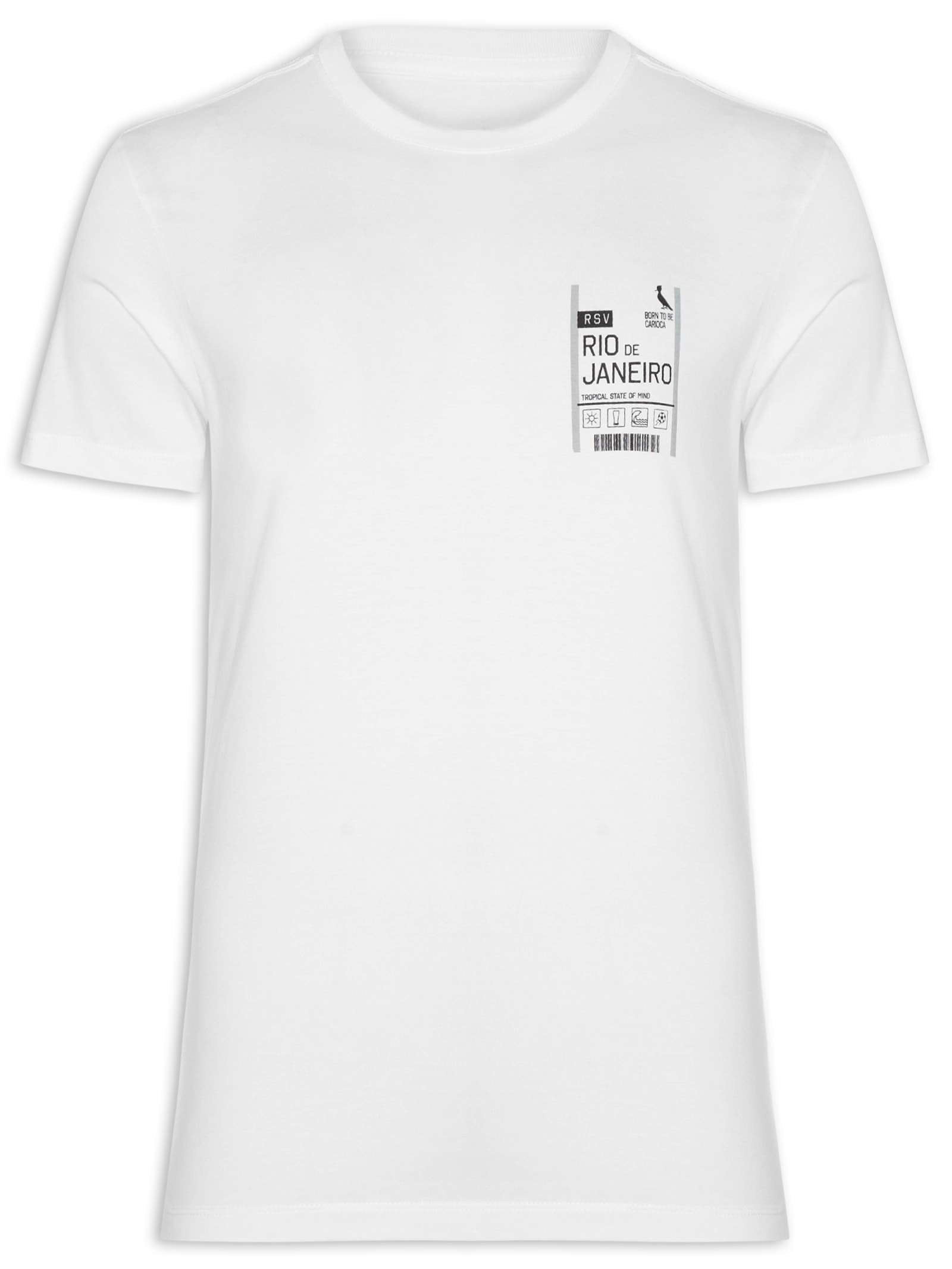 Camiseta Masculina Slim Born To Be Carioca Rj Branco   Reserva