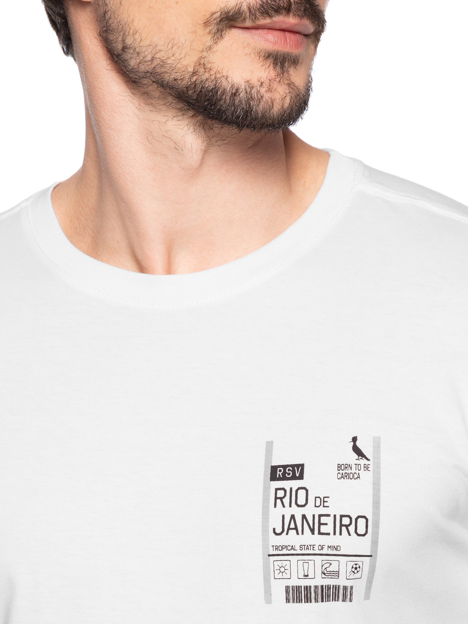 Camiseta Masculina Slim Born To Be Carioca Rj Branco   Reserva