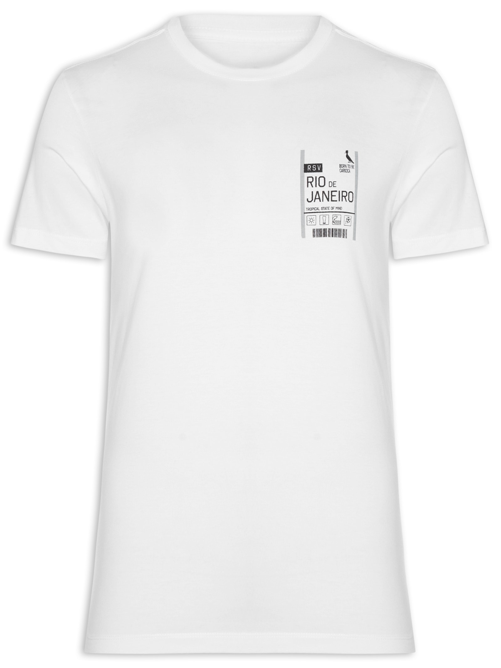 Camiseta Masculina Slim Born To Be Carioca Rj Branco   Reserva