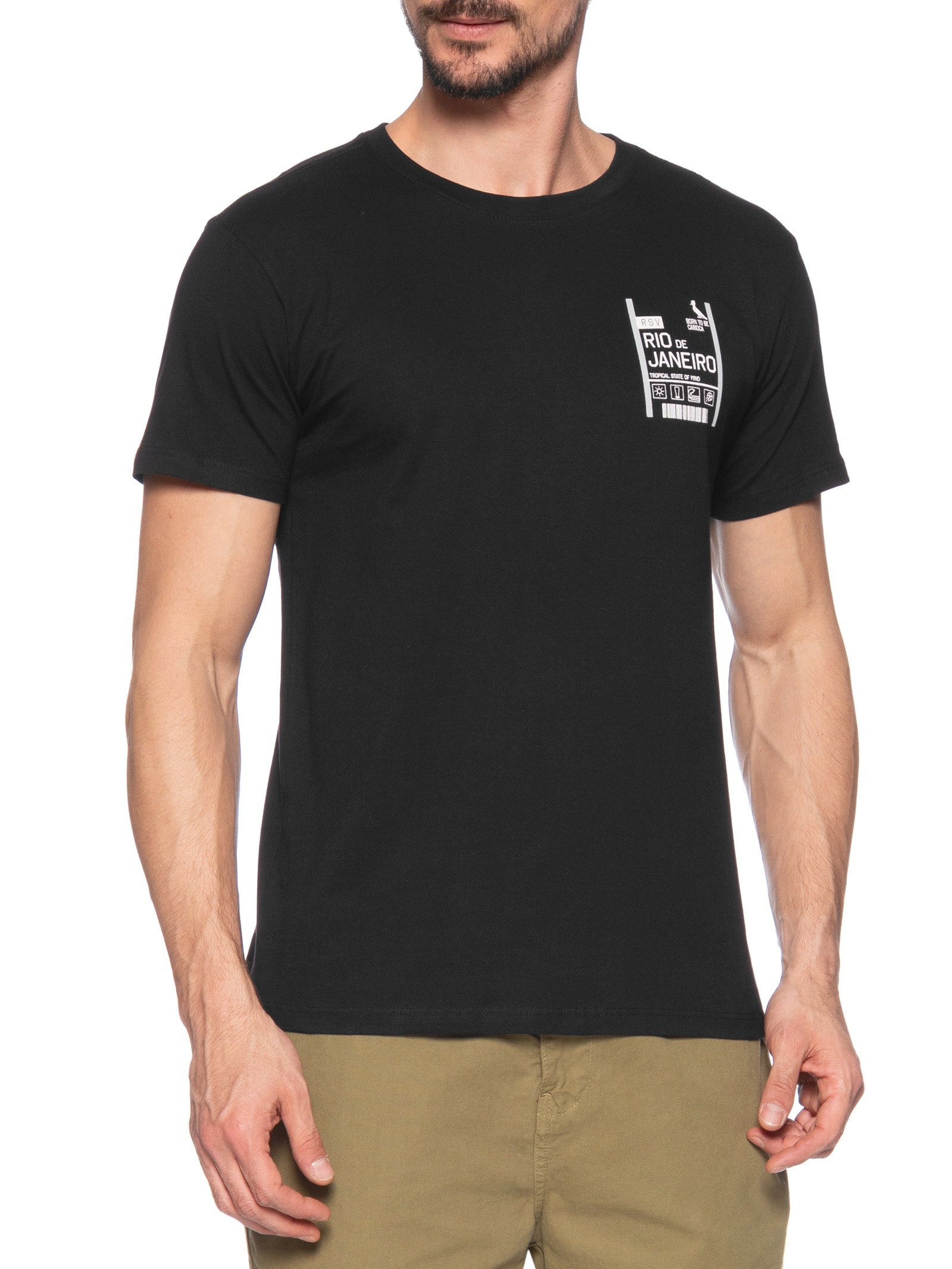 Camiseta Masculina Slim Born To Be Carioca Rj Preto Reserva