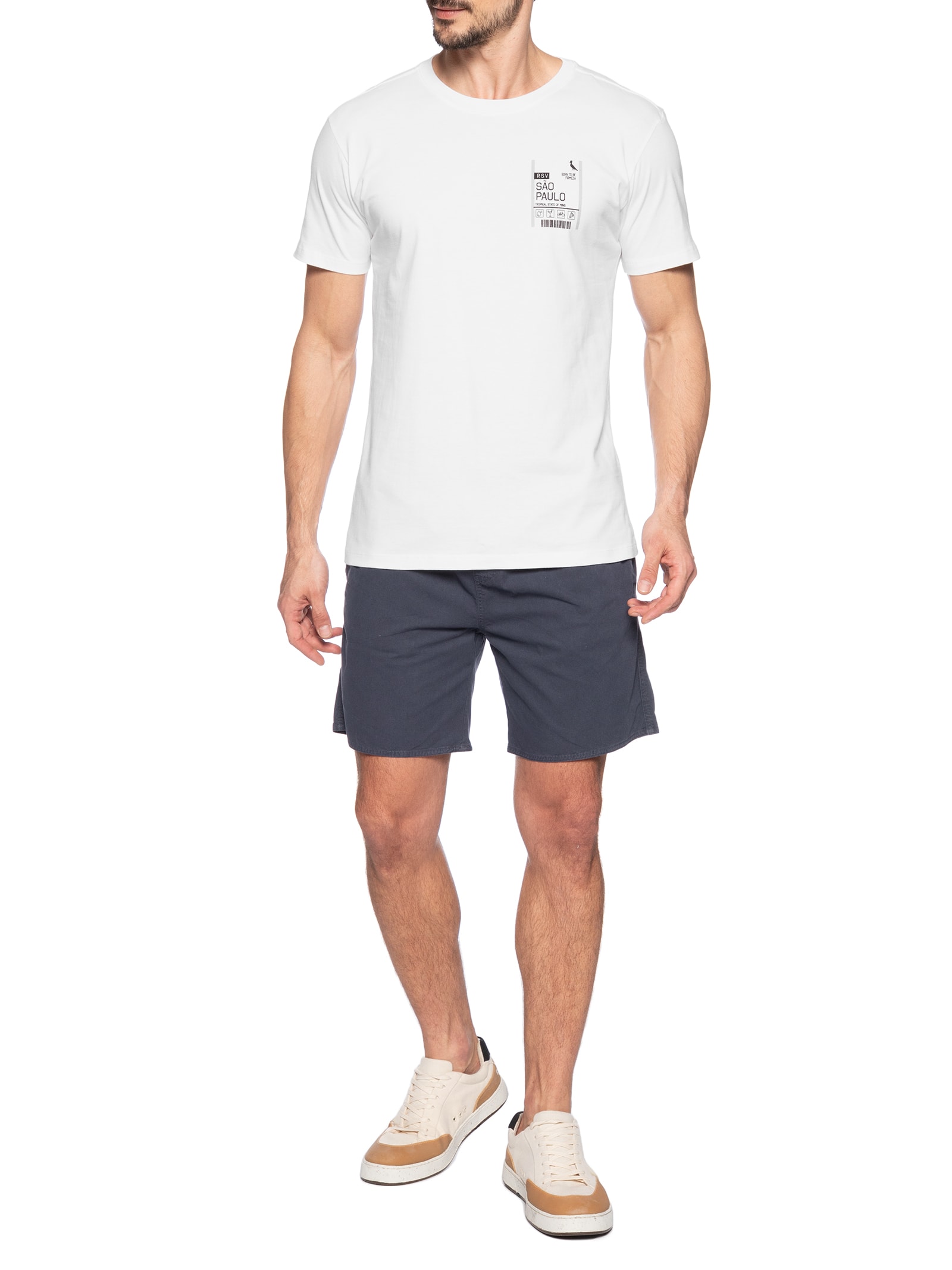 Camiseta Masculina Slim Born To Be Firmeza Sp Branco Reserva