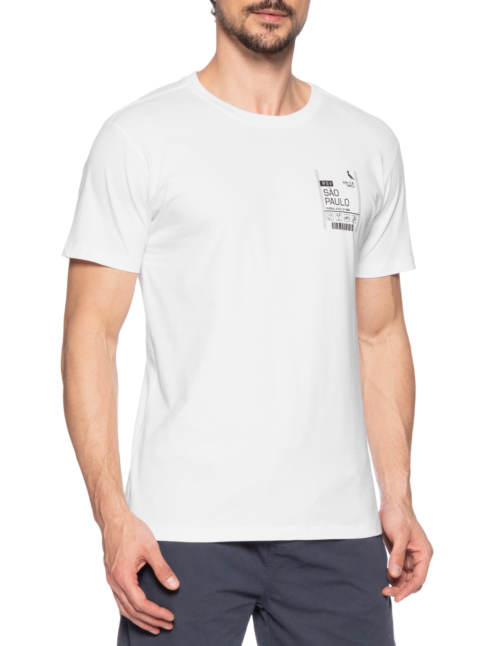 Camiseta Masculina Slim Born To Be Firmeza Sp Branco Reserva