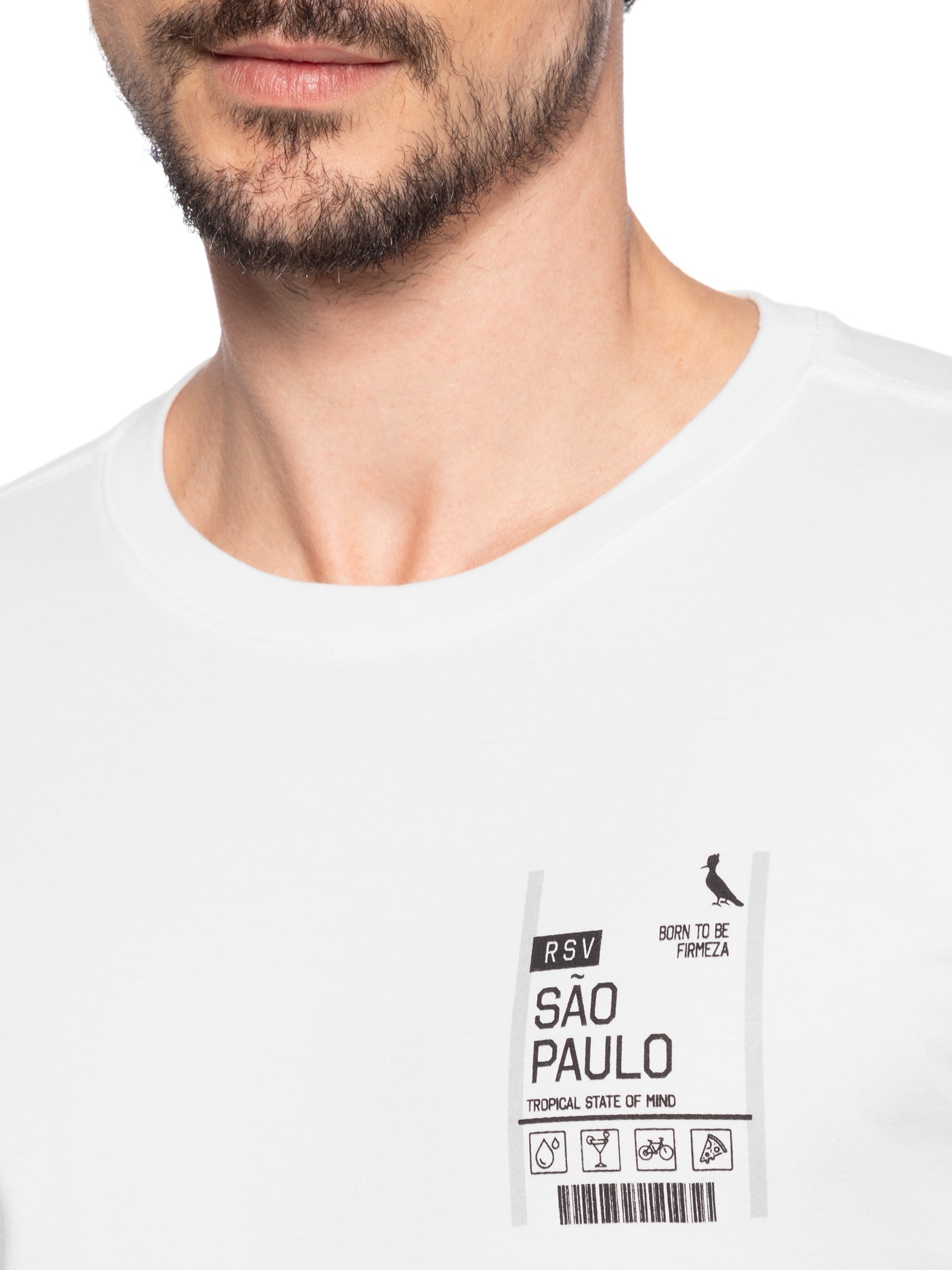 Camiseta Masculina Slim Born To Be Firmeza Sp Branco Reserva
